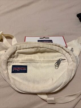 Jansport Cream Corduroy Waist Bag with Navy Logo